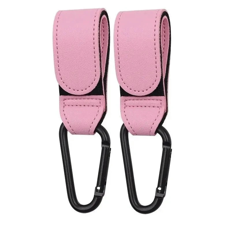 2Pcs Leather Cart Hooks Baby Stroller Hook PU Adjustable Pram Hook Organizer Diaper Bag Hanger Children Travel Accessories