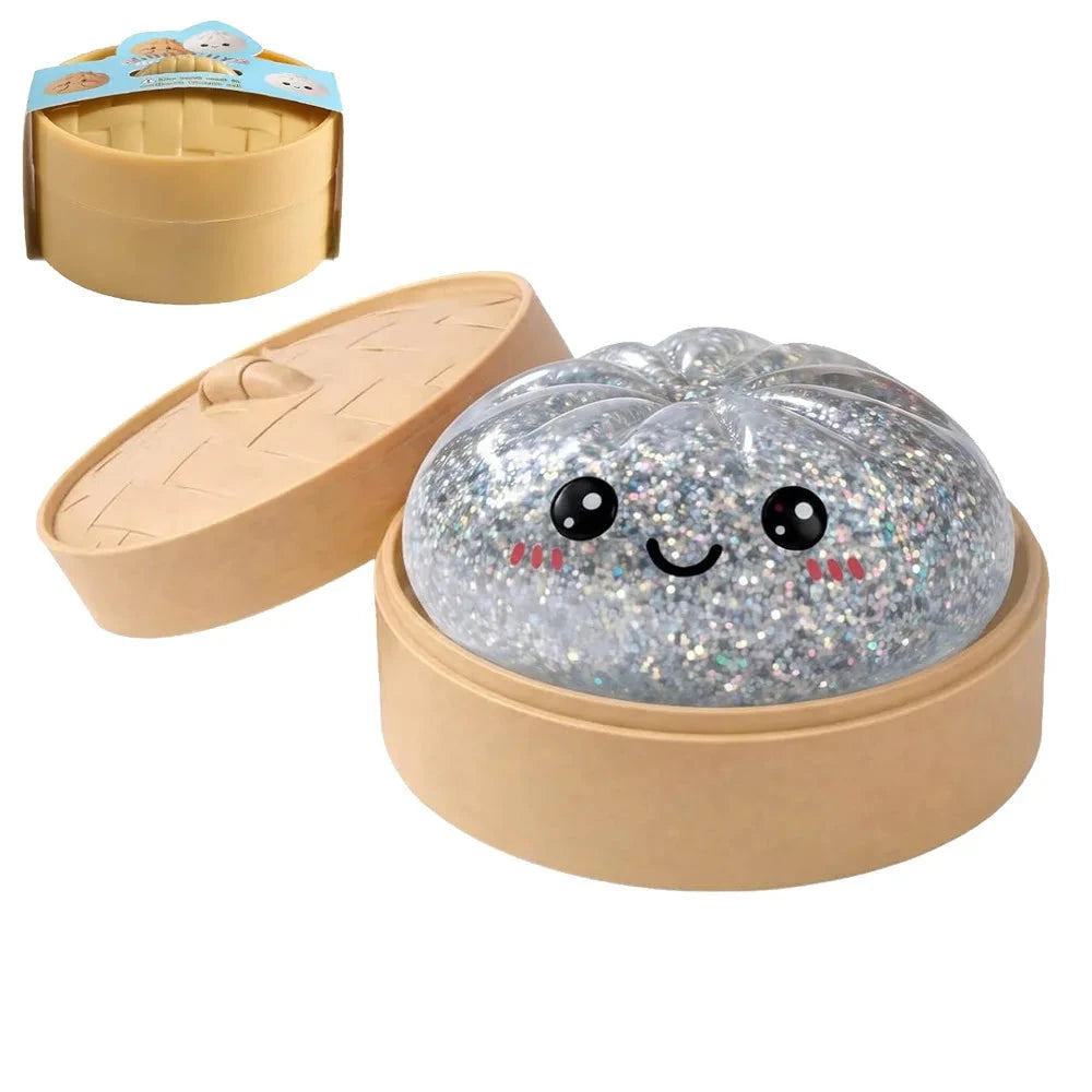 2026 steamed bun Squishy Toy with steamer Box Stress reducing rebound toy Stress Relief Sensory Ball For Adults