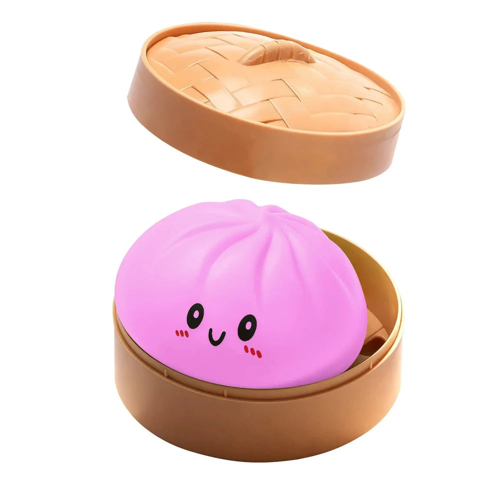 2026 steamed bun Squishy Toy with steamer Box Stress reducing rebound toy Stress Relief Sensory Ball For Adults