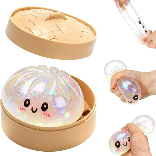 2026 steamed bun Squishy Toy with steamer Box Stress reducing rebound toy Stress Relief Sensory Ball For Adults